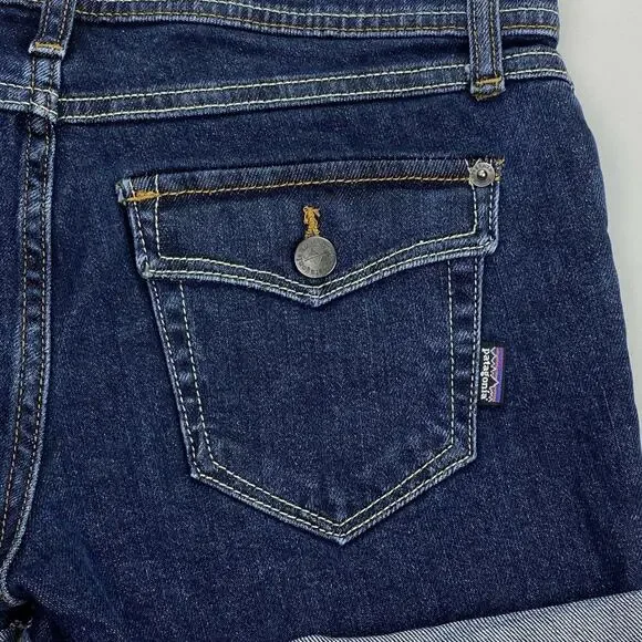 PATAGONIA Cuffed Hem Denim Shorts Sz 26 Blue - Picture 6 of 10